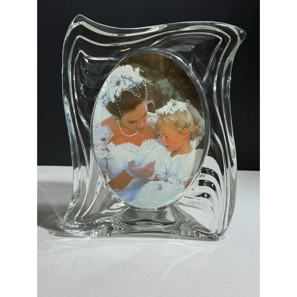 Mikasa Emotion Crystal Picture Frame WX242/575 Swirl Wave Glass Japan 4.5x6.5